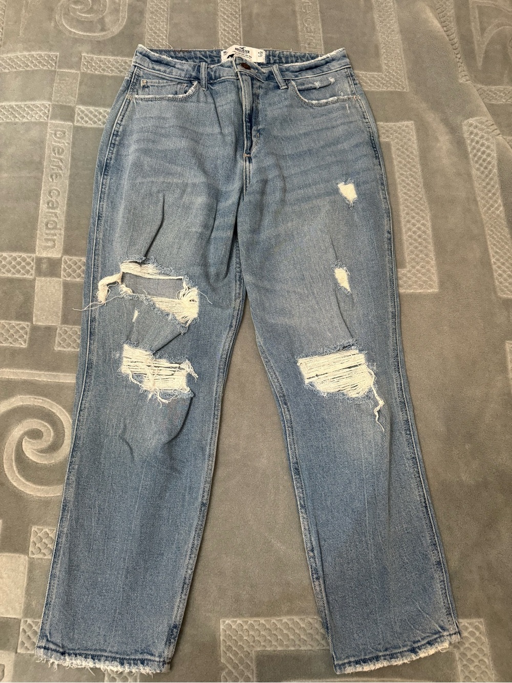 Hollister Light Blue Ripped Boyfriend Jeans